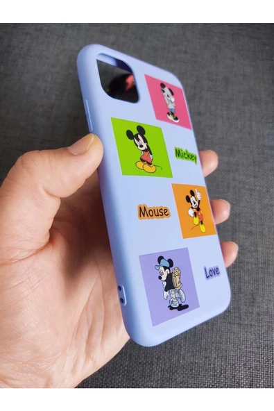 Iphone 11 Uyumlu Mickey Mouse Tasarım Içi Kadife Lansman Telefon Boyun Askılı Set Kılıf - 3