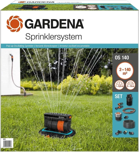 Gardena 8221 Salınımlı Pop-Up Fıskıye Seti OS 140