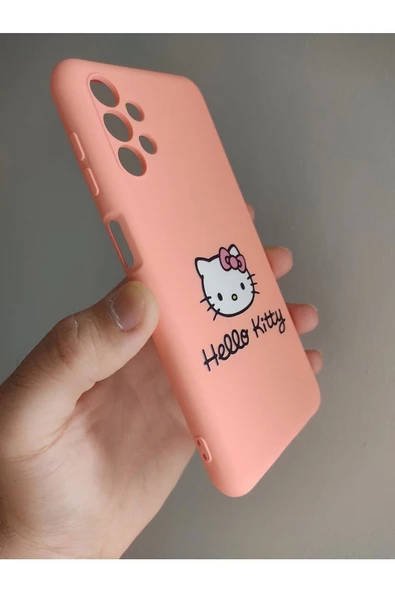 Samsung Galaxy A13 Uyumlu Hello Kitty Tasarım Kamera Korumalı Telefon Boyun Askılı Set Kılıf - 3