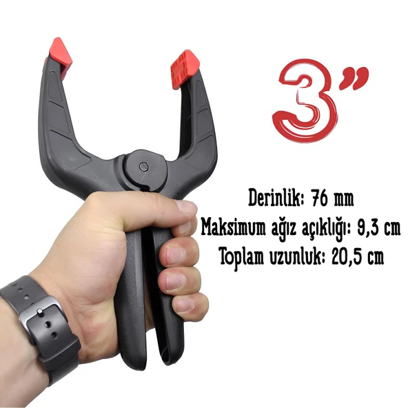 Topart Yaylı Kıskaç Mandal El Tip İşkence Klips Hobi 76 mm 3 inç - 2