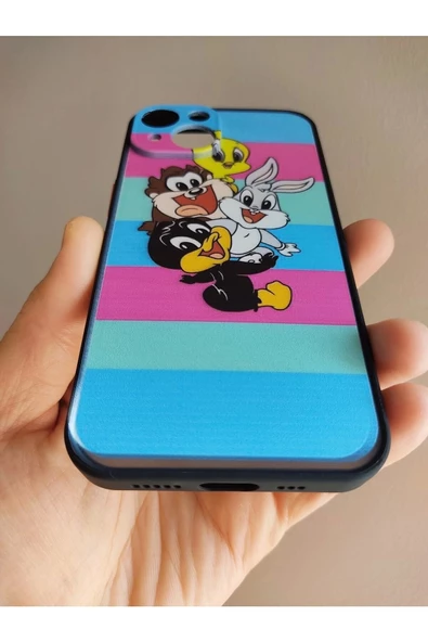 Iphone 14 Uyumlu Kamera Korumalı Looney Tunes Tuşları Renkli Telefon Boyun Askılı Set Kılıf - 4