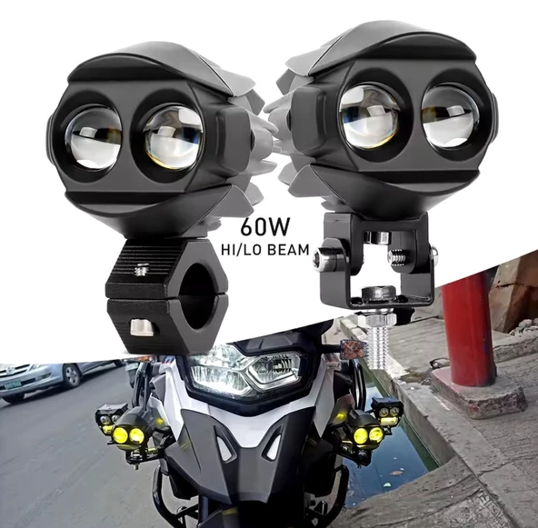 Motosiklet Sis Led Beyaz ve Sarı ışık ( 2 Adet Led, 1 Adet Anahtar ) - 4