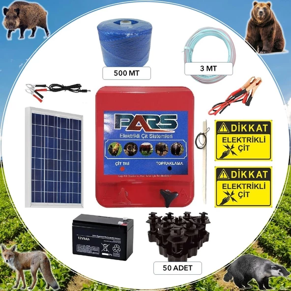 Pars Elektrikli Çit Ayı-Domuz Kovucu Eco Set 500 (Demir Direk İzolatörlü)