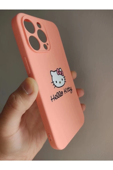 Iphone 14 Pro Max Hello Kitty Tasarım Pembe Lansman Telefon Boyun Askılı Set Kılıf - 3