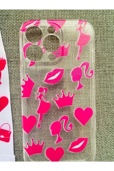 İPhone 14 Plus Uyumlu  Barbie Özel Tasarım Telefon Boyun Askılı Set Kılıf - 3