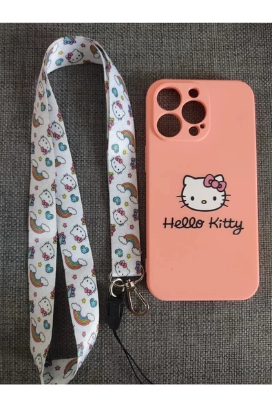 Iphone 13 Pro Hello Kitty Telefon Boyun Askılı Set Kılıf