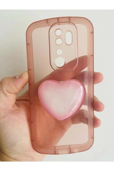 Xiaomi Redmi Note 8 Pro Kamera Korumalı Popsocketli Pembe Kılıf