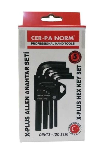 CER-PA NORM X-Plus Kısa Alyan Anahtar Seti 9 Parça Allen