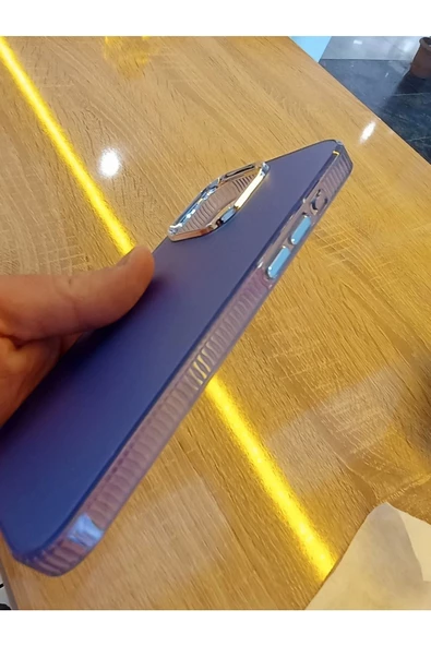 İPhone 15 Pro Max Uyumlu Mavi Hologramlı Kapak Tuş Hassasiyeti Mükemmel Darbe Korumalı Kılıf - 3