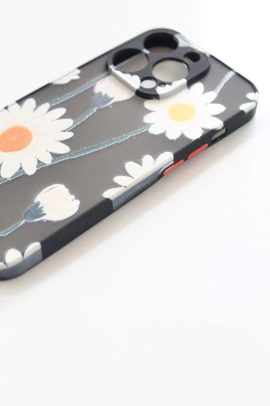 İPhone 14 Pro Uyumlu Kamera Korumalı Papatya Kılıf Tuşları Renkli Hux Kapak - 4