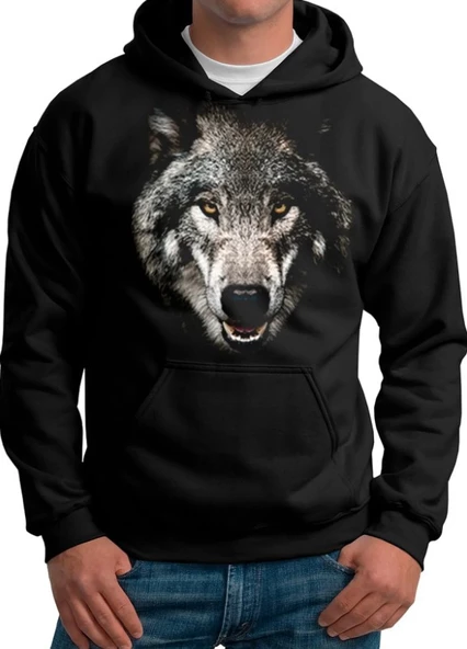 Siyah Unisex Kurt Hoodie Kurt Model Kapüşonlu Sweatshirt