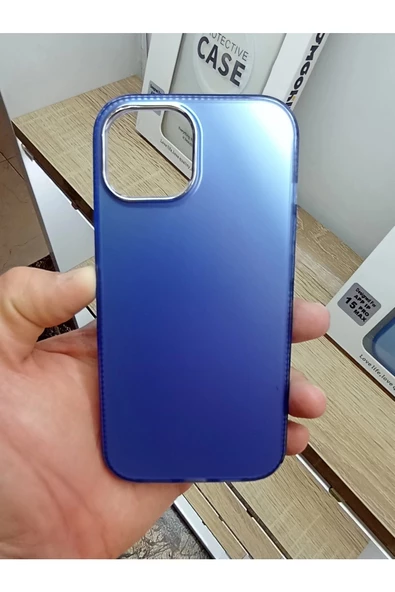 İPhone 15 Pro Max Uyumlu Hologramlı Mor Kılıf Tuşları Metal Darbe Korumalı Kapak