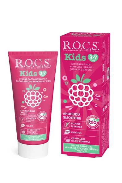 Rocs Kids Diş Macunu Ahududu Smoothie Tadında Florürsüz 3-7 Yaş 45 gr