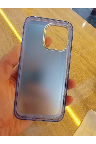 İPhone 15 Pro Max Uyumlu Mavi Hologramlı Kapak Tuş Hassasiyeti Mükemmel Darbe Korumalı Kılıf - 5