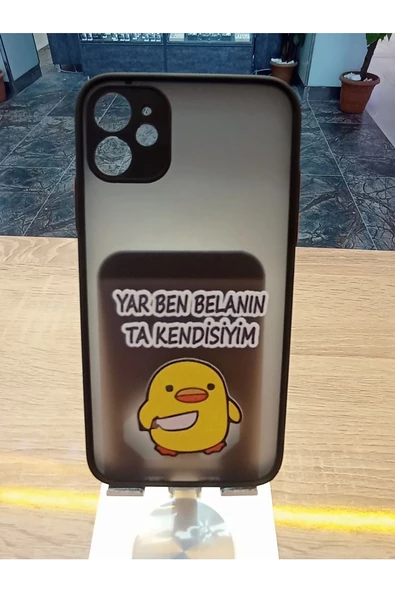 İPhone 11 Uyumlu Katil Civciv Tasarım Siyah Hux Kapak Baskılı Kılıf