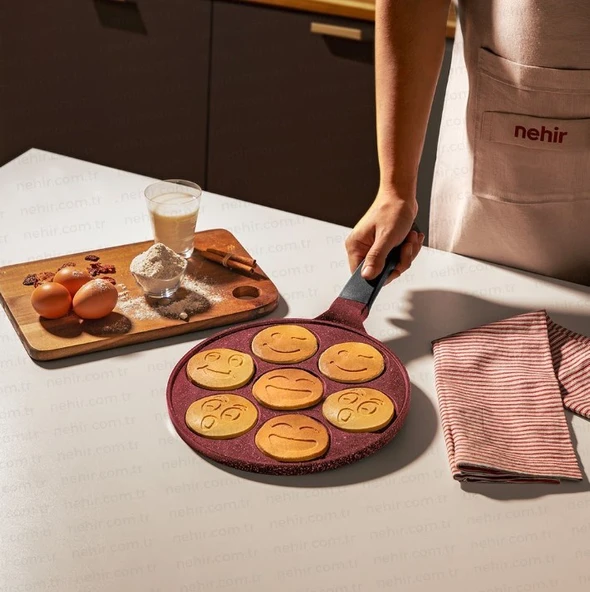 Nehir Alüminyum Döküm Krep Tavası 27cm Bordo - Resim 3