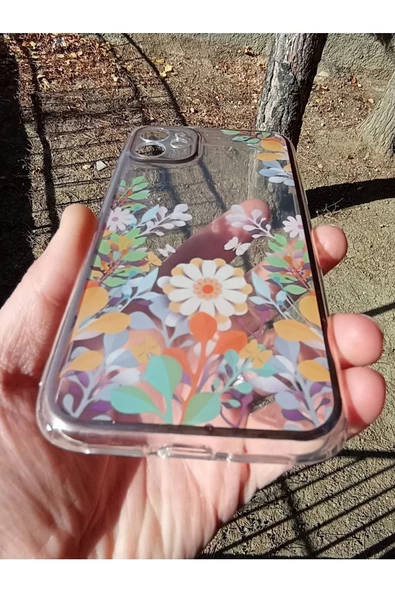 İPhone 11 Uyumlu Çiçek Tasarım Telefon Boyun Askılı Set Lansman Kılıf - 5