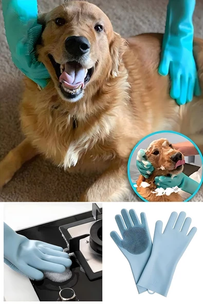 Selenica Magic Gloves Sihirli Bulaşık Eldiveni Mutfak Banyo Evcil Hayvan Temizleme Fırçası - 4