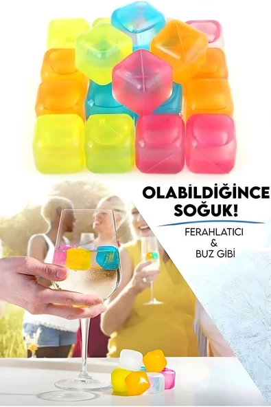 Selenica Plastik 24'li Tükenmez Buz Kalıbı Buz Küpleri Renkli Plastik Buz Küpü Renkli Buz Küpleri - 24 Adet - 2