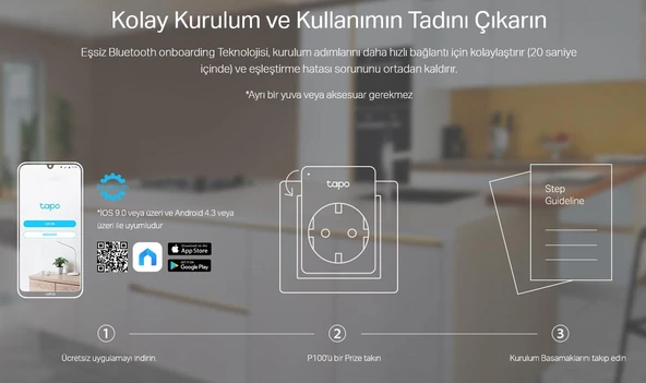 Tp-Link Tapo Wlan Akıllı Priz Tapo P100, Smart Home Wifi Priz, Alexa Aksesuar, Alexa, Google Home, Tapo App - 7
