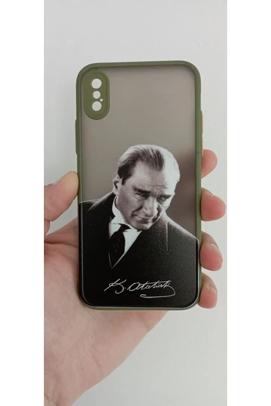 İPhone X İPhone XS Uyumlu Mustafa Kemal Atatürk Tasarım Kamera Korumalı Tuşları Renkli Hux Kılıf