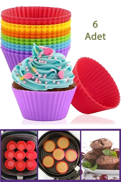 Selenica Yıkanabilir Mini Tırtıklı Muffin Pişirme Kalıbı, Cupcake, Renkli Muffin Kabı