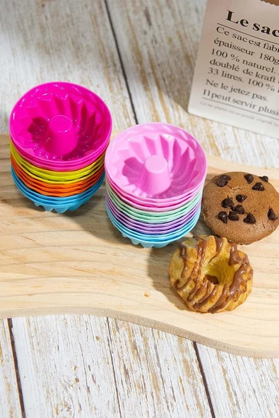 Selenica 24'lü Renkli Mini Silikon Muffin Kalıbı ,Minik Kek Kabı ,Jole Kalıbı ,Cupcake Kalıbı - 3
