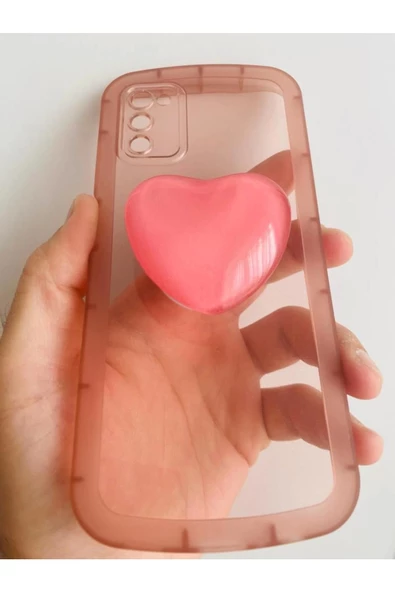 Samsung Galaxy A03S Kamera Korumalı Popsocketli Pembe Kılıf - 5
