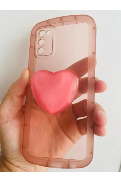 Samsung Galaxy A03S Kamera Korumalı Popsocketli Pembe Kılıf - 2