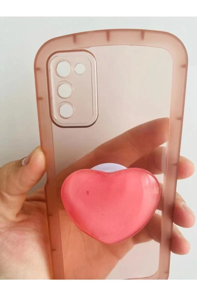 Samsung Galaxy A03S Kamera Korumalı Popsocketli Pembe Kılıf - 4