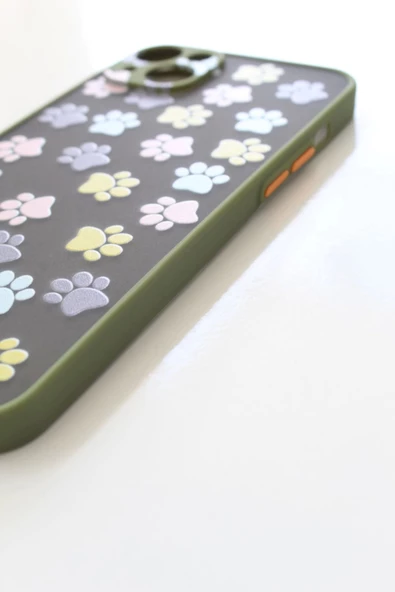İPhone 14 Plus Yavru Kediler Ve Kedi Patisi Tasarım Tuşları Renkli Telefon Boyun Askılı Set Kılıf - 4