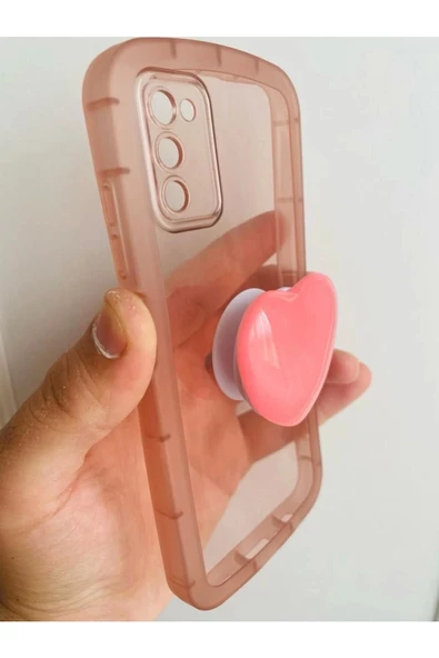 Samsung Galaxy A03S Kamera Korumalı Popsocketli Pembe Kılıf - 3