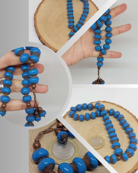 Anadolu Toprağı Serisi 33'Lük Mavi Renk Seramik Boncuk Tesbih 10-12mm (54112)  ürün görseli