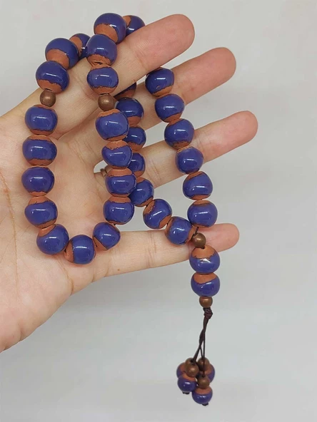 Anadolu Toprağı Serisi 33'Lük Mor Renk Seramik Boncuk Tesbih 10-12mm (54114)  - Resim 2