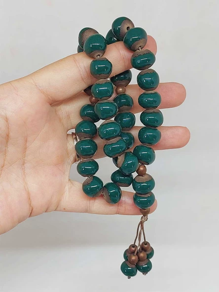 Anadolu Toprağı Serisi 33'Lük Yeşil Renk Seramik Boncuk Tesbih 10-12mm (54110) - Resim 2