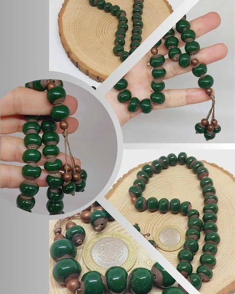 Anadolu Toprağı Serisi 33'Lük Yeşil Renk Seramik Boncuk Tesbih 10-12mm (54100) ürün görseli