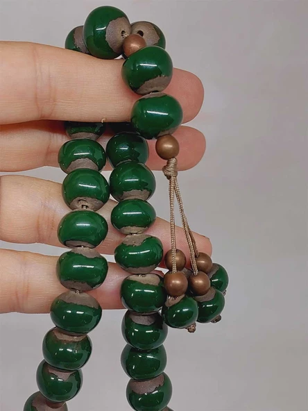 Anadolu Toprağı Serisi 33'Lük Yeşil Renk Seramik Boncuk Tesbih 10-12mm (54100) - Resim 2