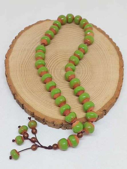 Anadolu Toprağı Serisi 33'Lük Yeşil Renk Seramik Boncuk Tesbih 10-12mm (54132) - Resim 4