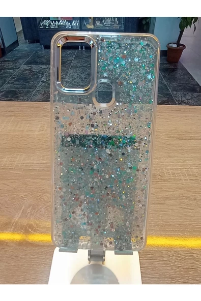 Samsung Galaxy A21S Uyumlu Simli Kamera Çerçevesi Metal Kapak Tuşları Metal Kılıf - 3