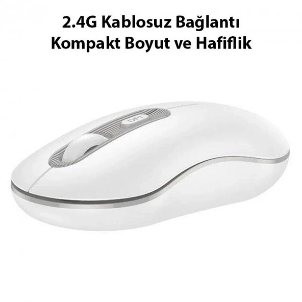 HOCO GM21 Platinium 1600dPi 2.4G Bluetooth Kablosuz Optik Mouse Beyaz - Resim 4