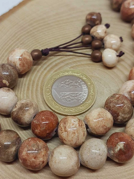 Anadolu Toprağı Serisi 33'Lük Toprak Renk Seramik Boncuk Tesbih 10-12mm (54104) - Resim 3