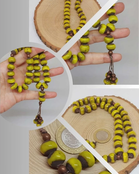 Anadolu Toprağı Serisi 33'Lük Sarı Renk Seramik Boncuk Tesbih 10-12mm (54106) ürün görseli