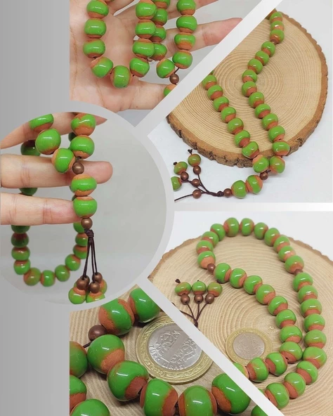 Anadolu Toprağı Serisi 33'Lük Yeşil Renk Seramik Boncuk Tesbih 10-12mm (54132) ürün görseli