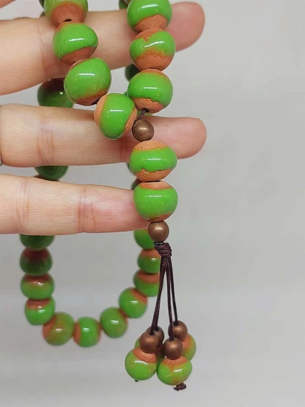 Anadolu Toprağı Serisi 33'Lük Yeşil Renk Seramik Boncuk Tesbih 10-12mm (54132) - Resim 5