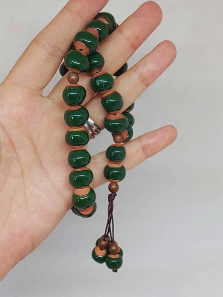 Anadolu Toprağı Serisi 33'Lük Yeşil Renk Seramik Boncuk Tesbih 10-12mm (54122) - Resim 2