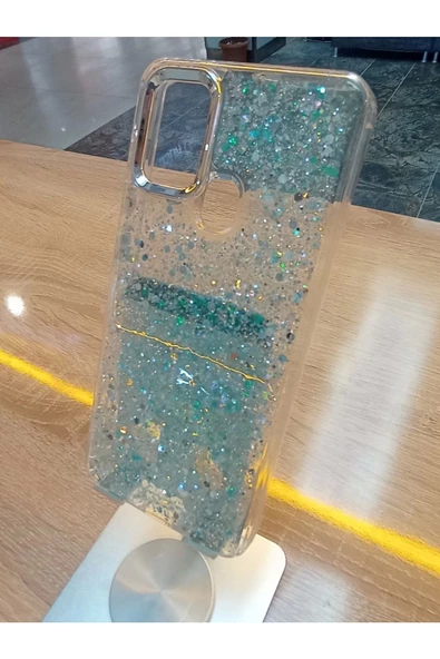 Samsung Galaxy A21S Uyumlu Simli Kamera Çerçevesi Metal Kapak Tuşları Metal Kılıf - 5