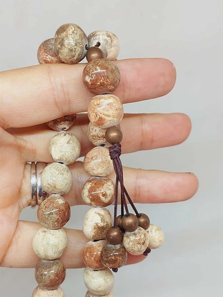 Anadolu Toprağı Serisi 33'Lük Toprak Renk Seramik Boncuk Tesbih 10-12mm (54104) - Resim 5