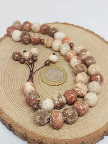 Anadolu Toprağı Serisi 33'Lük Toprak Renk Seramik Boncuk Tesbih 10-12mm (54104) - Resim 6