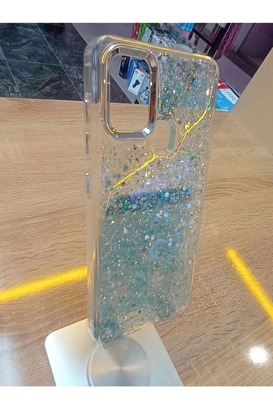 Samsung Galaxy A21S Uyumlu Simli Kamera Çerçevesi Metal Kapak Tuşları Metal Kılıf - 2