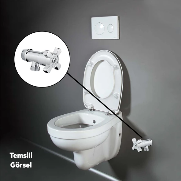 Ara Musluk Klozet Alafranga Flex Hortum Bağlantı Çevirmeli Taharet Musluğu Metal Rezervuar Wc - 2